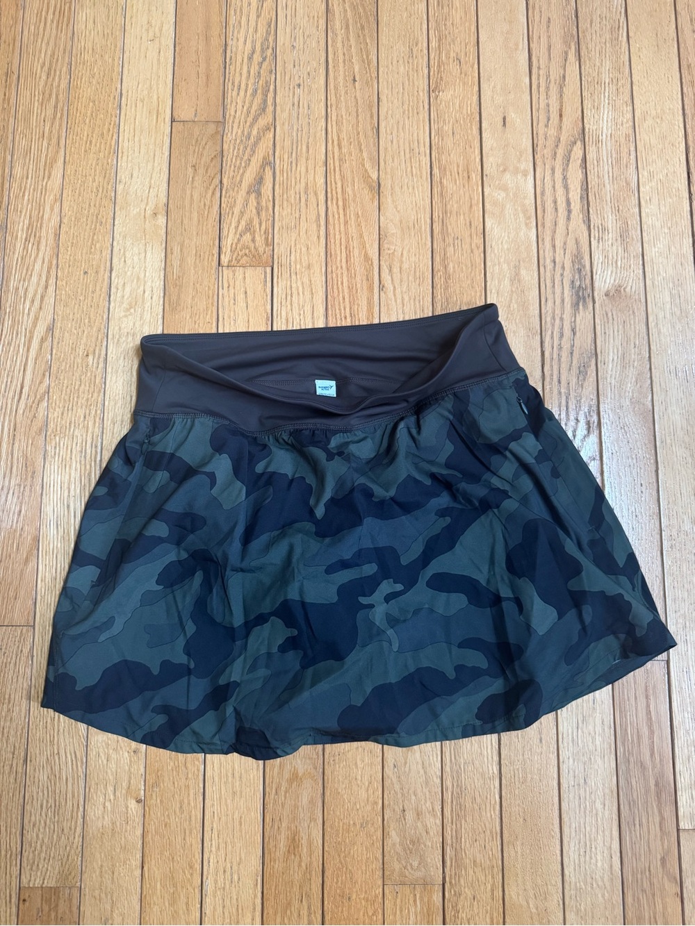 Camo Midi Skirt with Fold-Over Waistband
